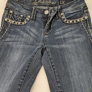 L.A. IDOL Denim Embellished Rhinestone Pockets Embroidered Jeans Women’s Size 3